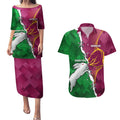 Personalised Broncos And Rabbitohs Couples Matching Puletasi and Hawaiian Shirt 2024 Together Dynamic Style