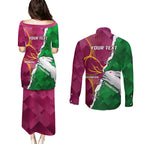 Personalised Broncos And Rabbitohs Couples Matching Puletasi and Long Sleeve Button Shirt 2024 Together Dynamic Style