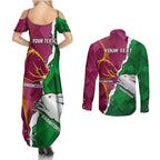Personalised Broncos And Rabbitohs Couples Matching Summer Maxi Dress and Long Sleeve Button Shirt 2024 Together Dynamic Style