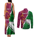 Personalised Broncos And Rabbitohs Couples Matching Tank Maxi Dress and Long Sleeve Button Shirt 2024 Together Dynamic Style