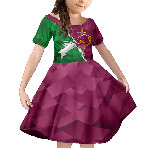 Personalised Broncos And Rabbitohs Family Matching Mermaid Dress and Hawaiian Shirt 2024 Together Dynamic Style