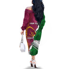 Personalised Broncos And Rabbitohs Family Matching Off Shoulder Long Sleeve Dress and Hawaiian Shirt 2024 Together Dynamic Style