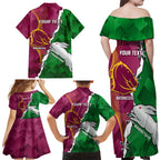 Personalised Broncos And Rabbitohs Family Matching Off Shoulder Maxi Dress and Hawaiian Shirt 2024 Together Dynamic Style
