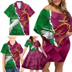 Personalised Broncos And Rabbitohs Family Matching Off Shoulder Short Dress and Hawaiian Shirt 2024 Together Dynamic Style