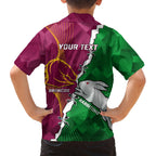 Personalised Broncos And Rabbitohs Family Matching Off Shoulder Short Dress and Hawaiian Shirt 2024 Together Dynamic Style