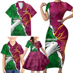 Personalised Broncos And Rabbitohs Family Matching Short Sleeve Bodycon Dress and Hawaiian Shirt 2024 Together Dynamic Style
