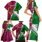 Personalised Broncos And Rabbitohs Family Matching Short Sleeve Bodycon Dress and Hawaiian Shirt 2024 Together Dynamic Style