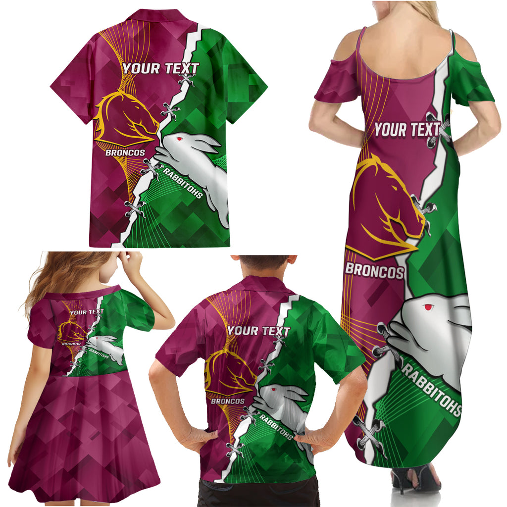 Personalised Broncos And Rabbitohs Family Matching Summer Maxi Dress and Hawaiian Shirt 2024 Together Dynamic Style