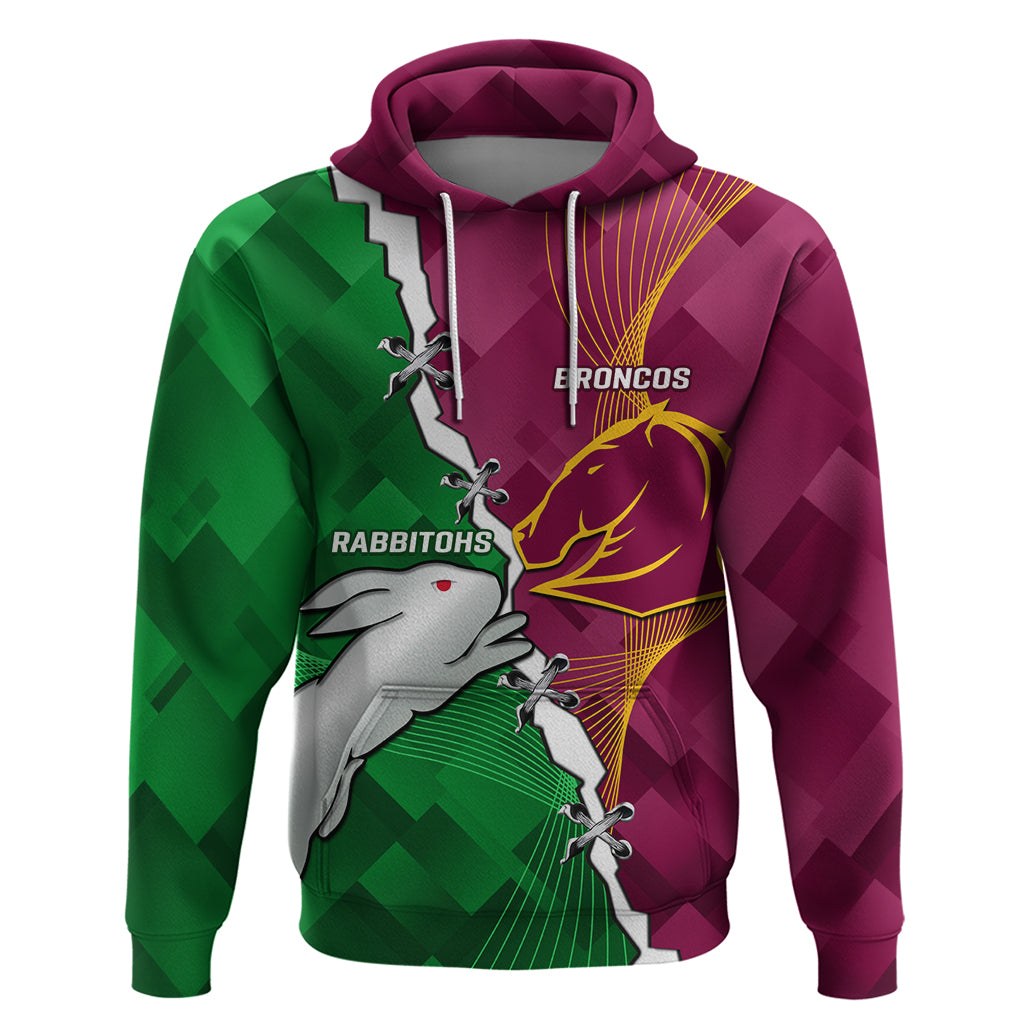 Personalised Broncos And Rabbitohs Hoodie 2024 Together Dynamic Style