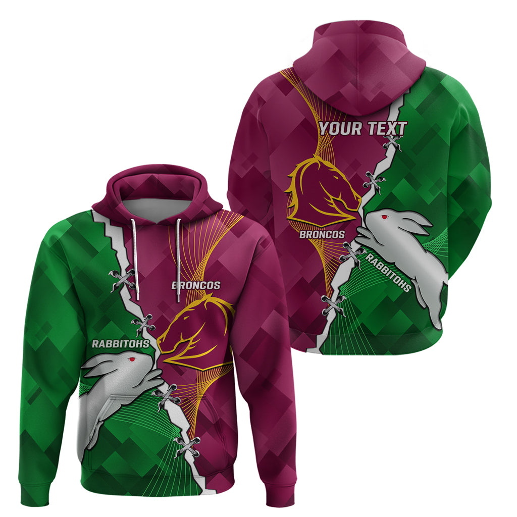 Personalised Broncos And Rabbitohs Hoodie 2024 Together Dynamic Style
