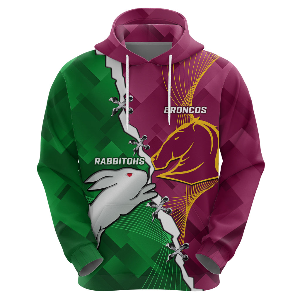 Personalised Broncos And Rabbitohs Hoodie 2024 Together Dynamic Style