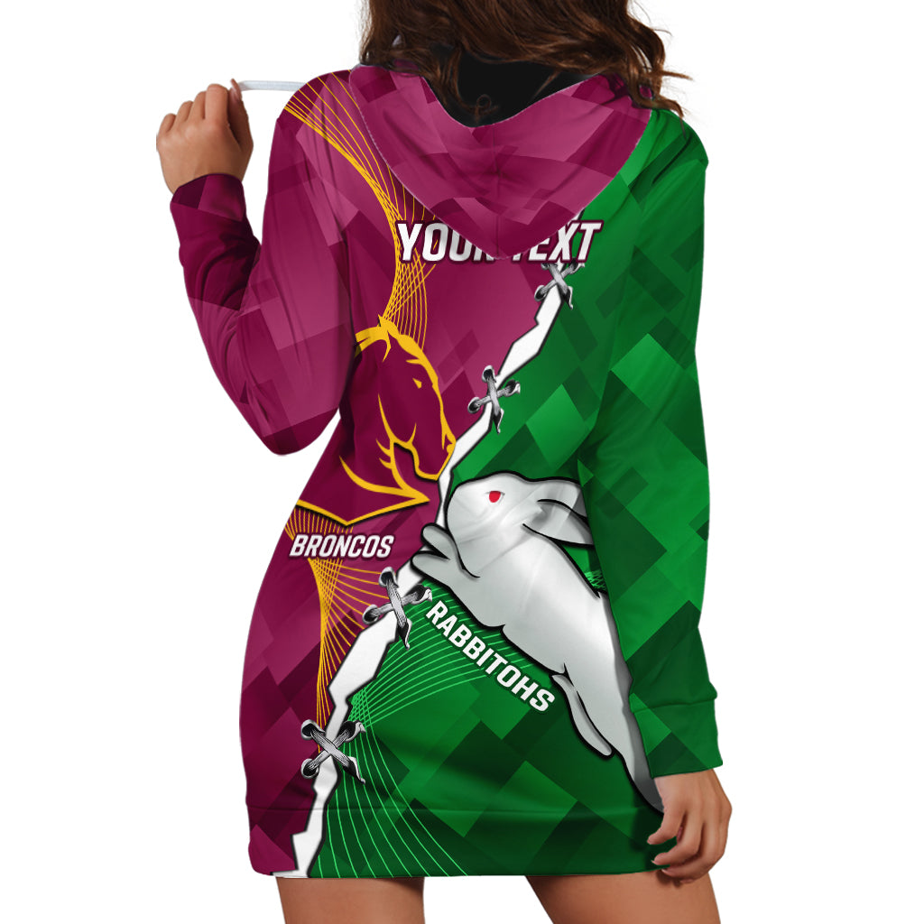 Personalised Broncos And Rabbitohs Hoodie Dress 2024 Together Dynamic Style