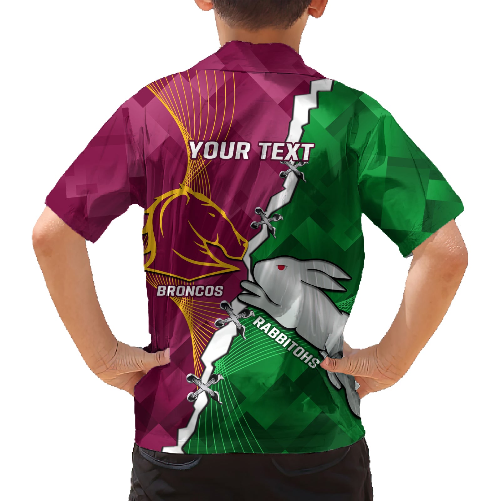 Personalised Broncos And Rabbitohs Kid Hawaiian Shirt 2024 Together Dynamic Style