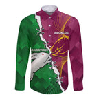 Personalised Broncos And Rabbitohs Long Sleeve Button Shirt 2024 Together Dynamic Style