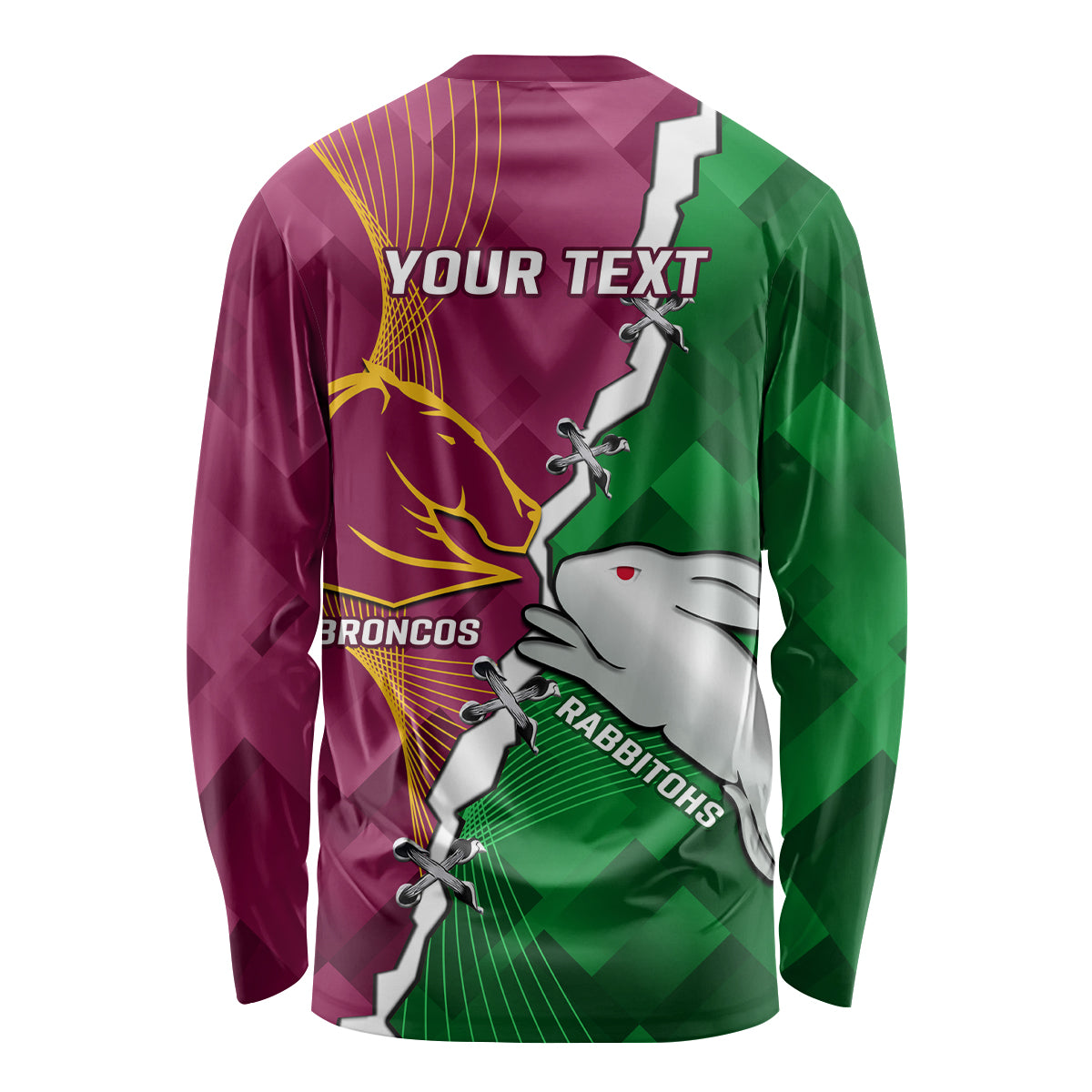 Personalised Broncos And Rabbitohs Long Sleeve Shirt 2024 Together Dynamic Style