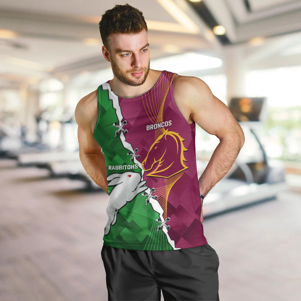 Personalised Broncos And Rabbitohs Men Tank Top 2024 Together Dynamic Style