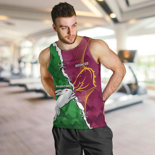 Personalised Broncos And Rabbitohs Men Tank Top 2024 Together Dynamic Style