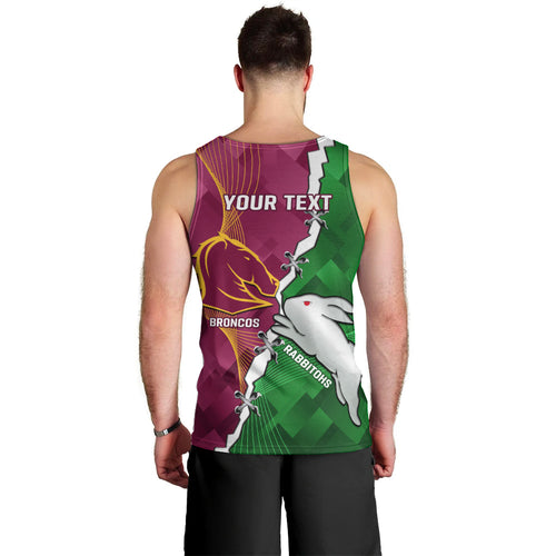 Personalised Broncos And Rabbitohs Men Tank Top 2024 Together Dynamic Style