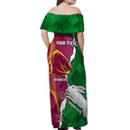 Personalised Broncos And Rabbitohs Off Shoulder Maxi Dress 2024 Together Dynamic Style