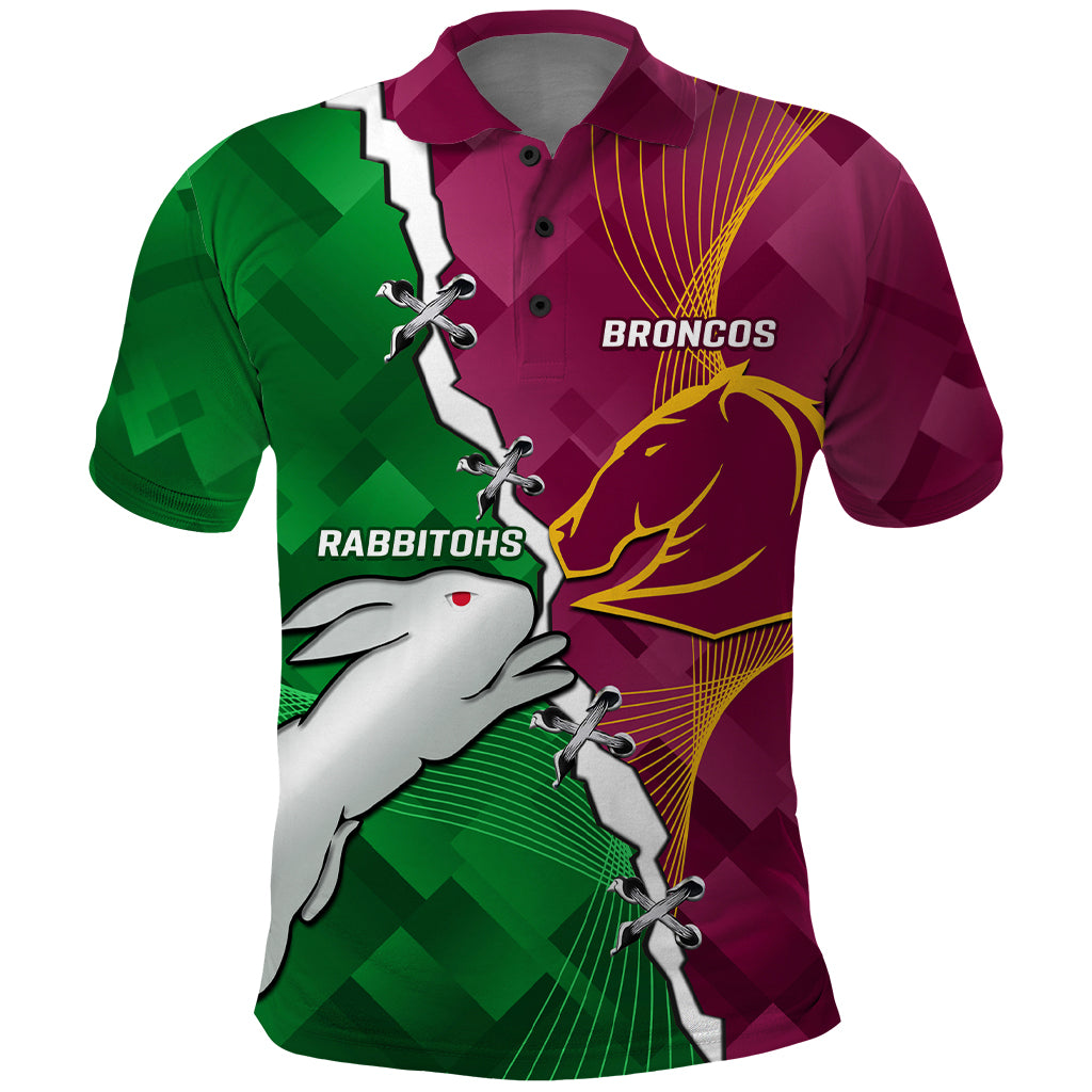 Personalised Broncos And Rabbitohs Polo Shirt 2024 Together Dynamic Style