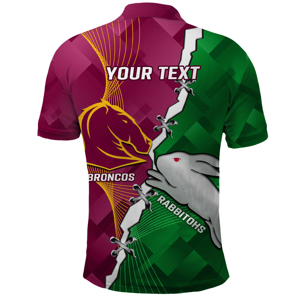 Personalised Broncos And Rabbitohs Polo Shirt 2024 Together Dynamic Style
