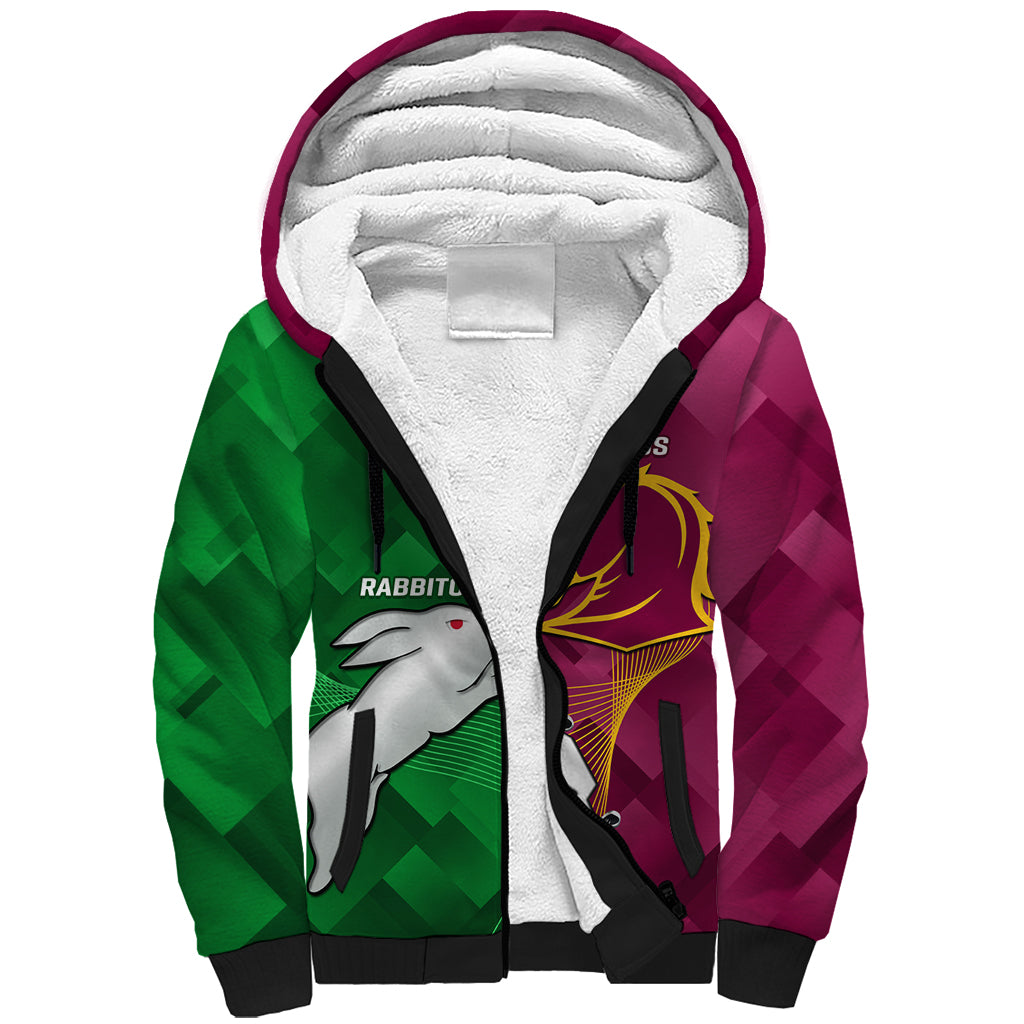 Personalised Broncos And Rabbitohs Sherpa Hoodie 2024 Together Dynamic Style