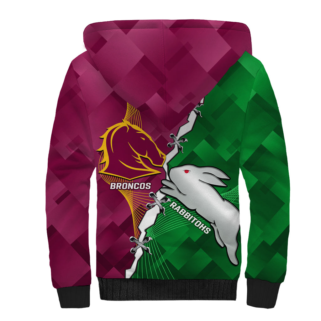 Personalised Broncos And Rabbitohs Sherpa Hoodie 2024 Together Dynamic Style