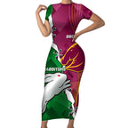 Personalised Broncos And Rabbitohs Short Sleeve Bodycon Dress 2024 Together Dynamic Style