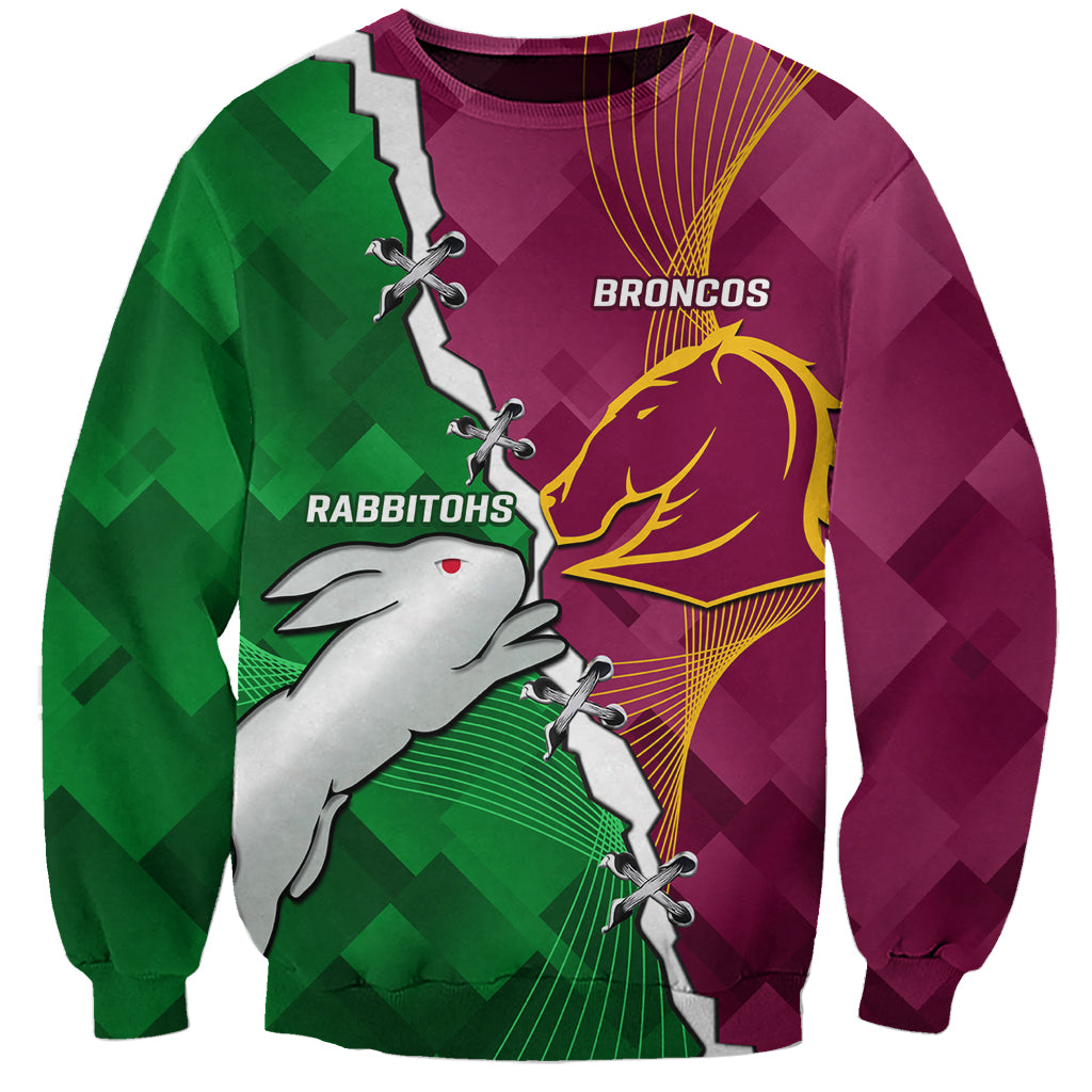 Personalised Broncos And Rabbitohs Sweatshirt 2024 Together Dynamic Style