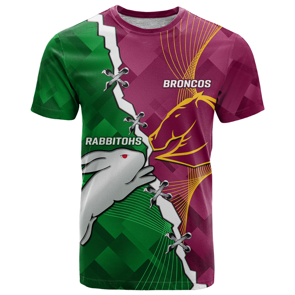 Personalised Broncos And Rabbitohs T Shirt 2024 Together Dynamic Style