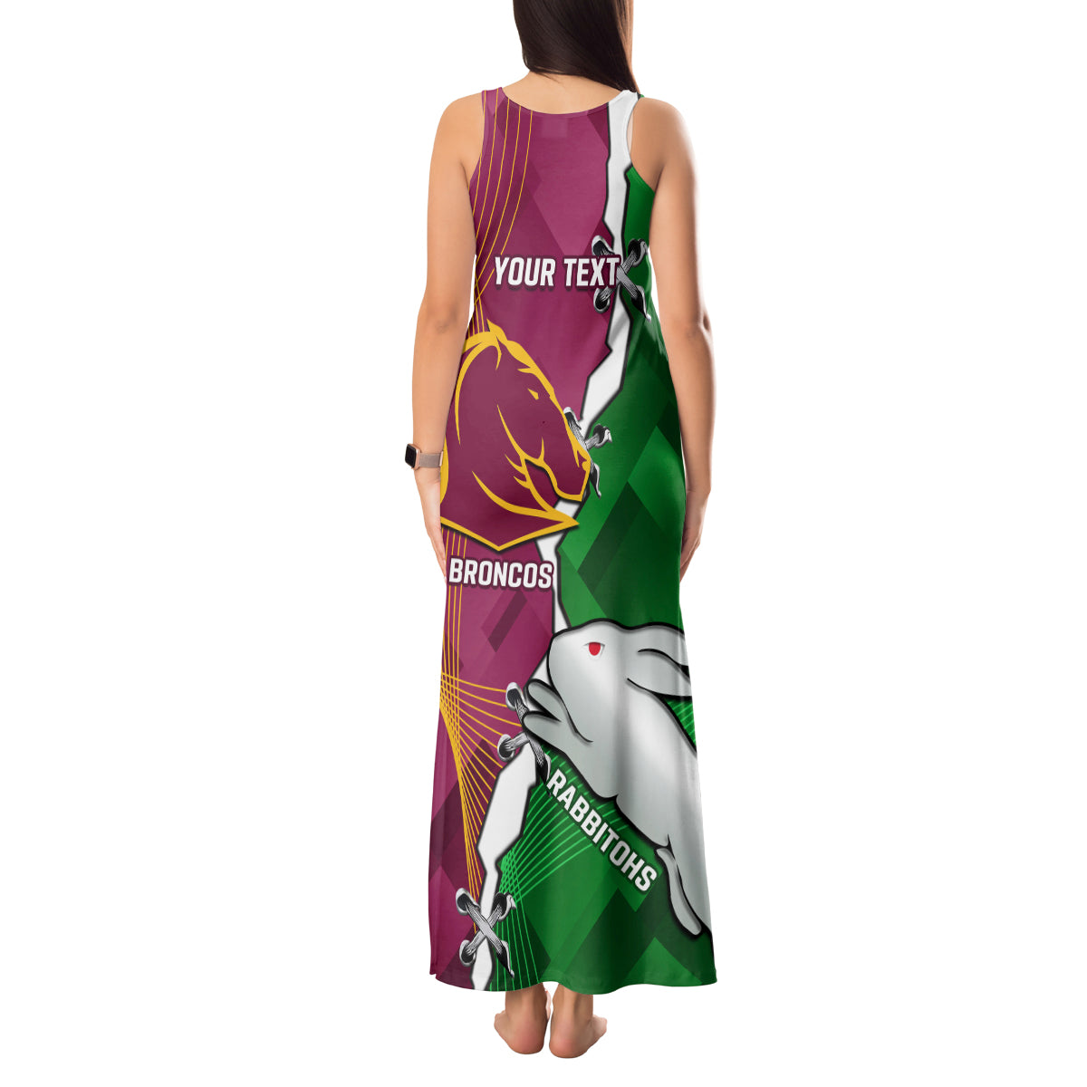 Personalised Broncos And Rabbitohs Tank Maxi Dress 2024 Together Dynamic Style