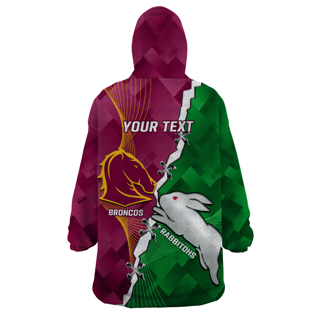Personalised Broncos And Rabbitohs Wearable Blanket Hoodie 2024 Together Dynamic Style