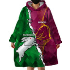 Personalised Broncos And Rabbitohs Wearable Blanket Hoodie 2024 Together Dynamic Style