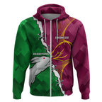 Personalised Broncos And Rabbitohs Zip Hoodie 2024 Together Dynamic Style