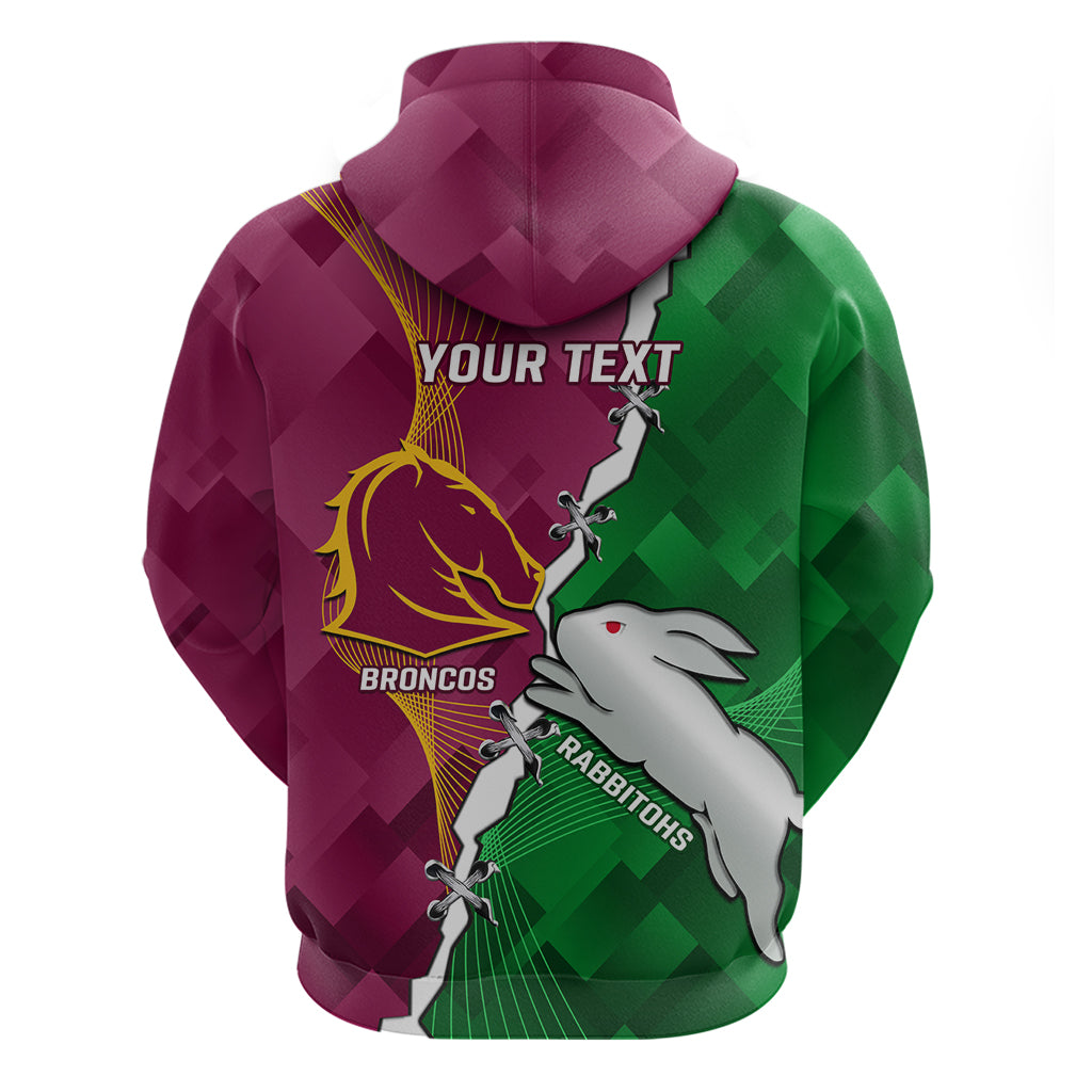Personalised Broncos And Rabbitohs Zip Hoodie 2024 Together Dynamic Style