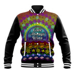 Australia LGBT History Month Baseball Jacket Love Always Wins Aboriginal