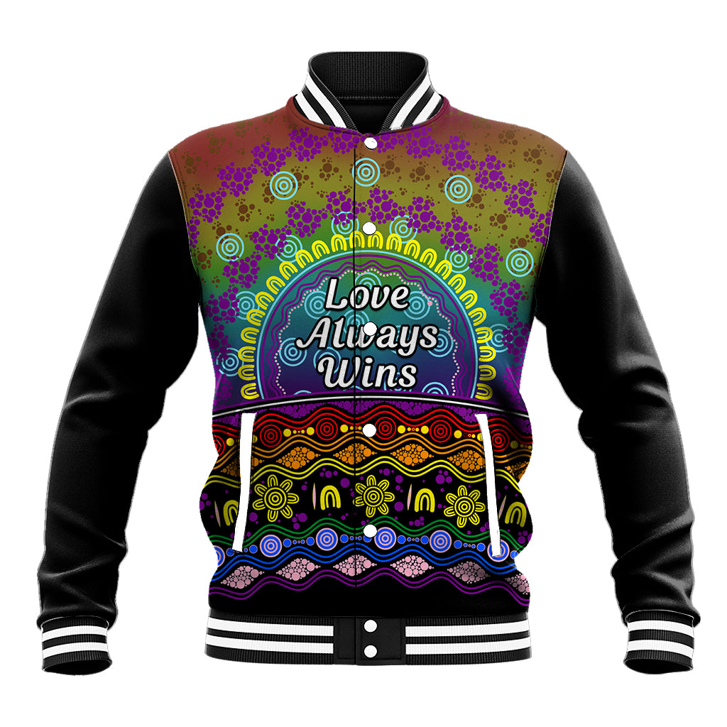 Australia LGBT History Month Baseball Jacket Love Always Wins Aboriginal