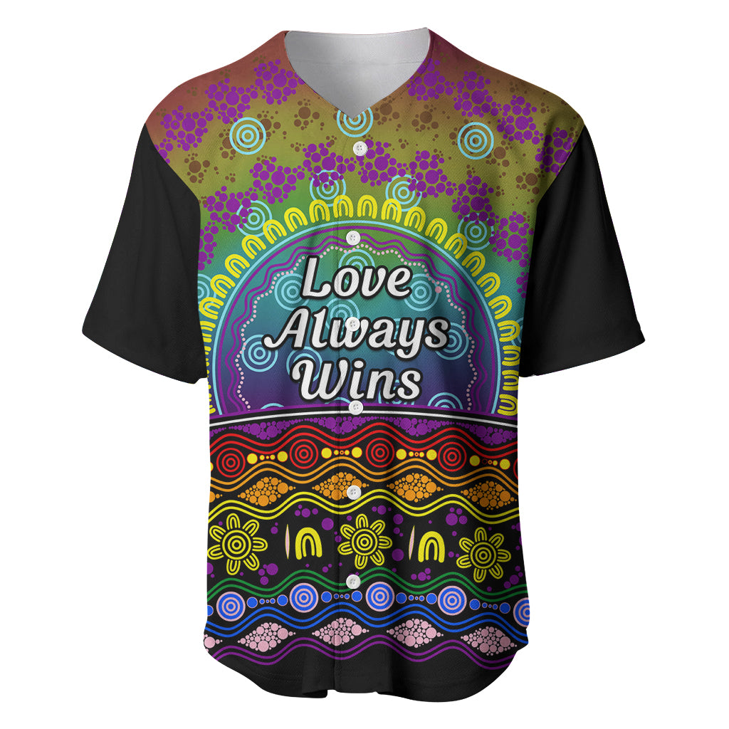 Australia LGBT History Month Baseball Jersey Love Always Wins Aboriginal