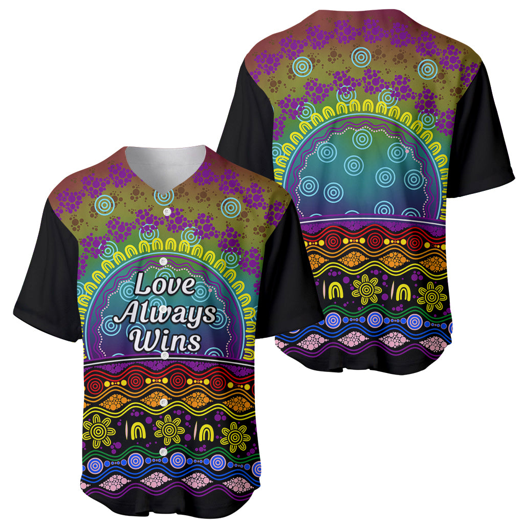 Australia LGBT History Month Baseball Jersey Love Always Wins Aboriginal