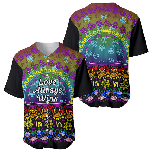 Australia LGBT History Month Baseball Jersey Love Always Wins Aboriginal