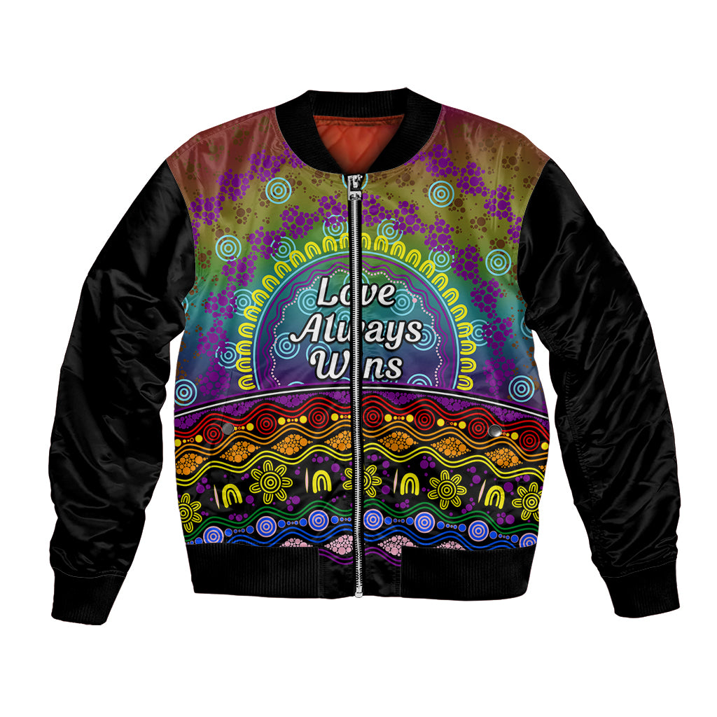 Australia LGBT History Month Bomber Jacket Love Always Wins Aboriginal