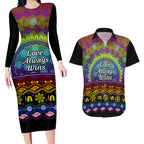 Australia LGBT History Month Couples Matching Long Sleeve Bodycon Dress and Hawaiian Shirt Love Always Wins Aboriginal