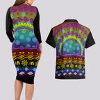 Australia LGBT History Month Couples Matching Long Sleeve Bodycon Dress and Hawaiian Shirt Love Always Wins Aboriginal