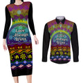 Australia LGBT History Month Couples Matching Long Sleeve Bodycon Dress and Long Sleeve Button Shirt Love Always Wins Aboriginal