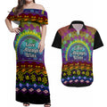 Australia LGBT History Month Couples Matching Off Shoulder Maxi Dress and Hawaiian Shirt Love Always Wins Aboriginal