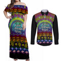 Australia LGBT History Month Couples Matching Off Shoulder Maxi Dress and Long Sleeve Button Shirt Love Always Wins Aboriginal
