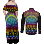 Australia LGBT History Month Couples Matching Off Shoulder Maxi Dress and Long Sleeve Button Shirt Love Always Wins Aboriginal