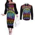 Australia LGBT History Month Couples Matching Off The Shoulder Long Sleeve Dress and Long Sleeve Button Shirt Love Always Wins Aboriginal