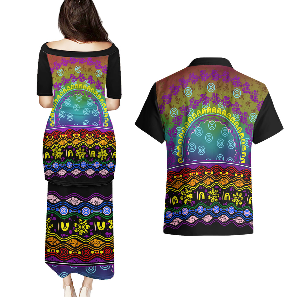 Australia LGBT History Month Couples Matching Puletasi and Hawaiian Shirt Love Always Wins Aboriginal