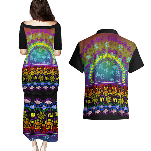Australia LGBT History Month Couples Matching Puletasi and Hawaiian Shirt Love Always Wins Aboriginal